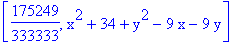 [175249/333333, x^2+34+y^2-9*x-9*y]